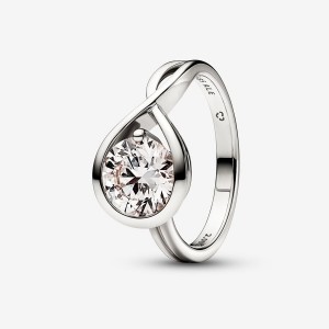 Pandora Brilliance 2.00 ct tw Lab-Created Diamond Rings White Gold | CYTKG-0946