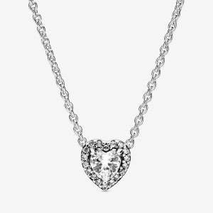 Pandora Elevated Heart Pendant Necklaces Sterling Silver | VRMZA-1902