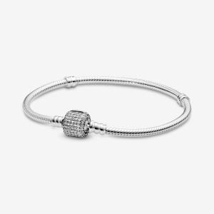 Pandora Moments Sparkling Pavé Clasp Snake Charm Bracelets Sterling Silver | XMZGY-6057